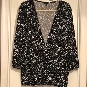 Talbots Black/White Wrap Blouse 2X